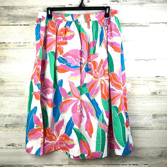 Lane Bryant Women’s Plus 18/20 Multicolor Floral Printed Midi Skirt Stretch NEW - Picture 3 of 8